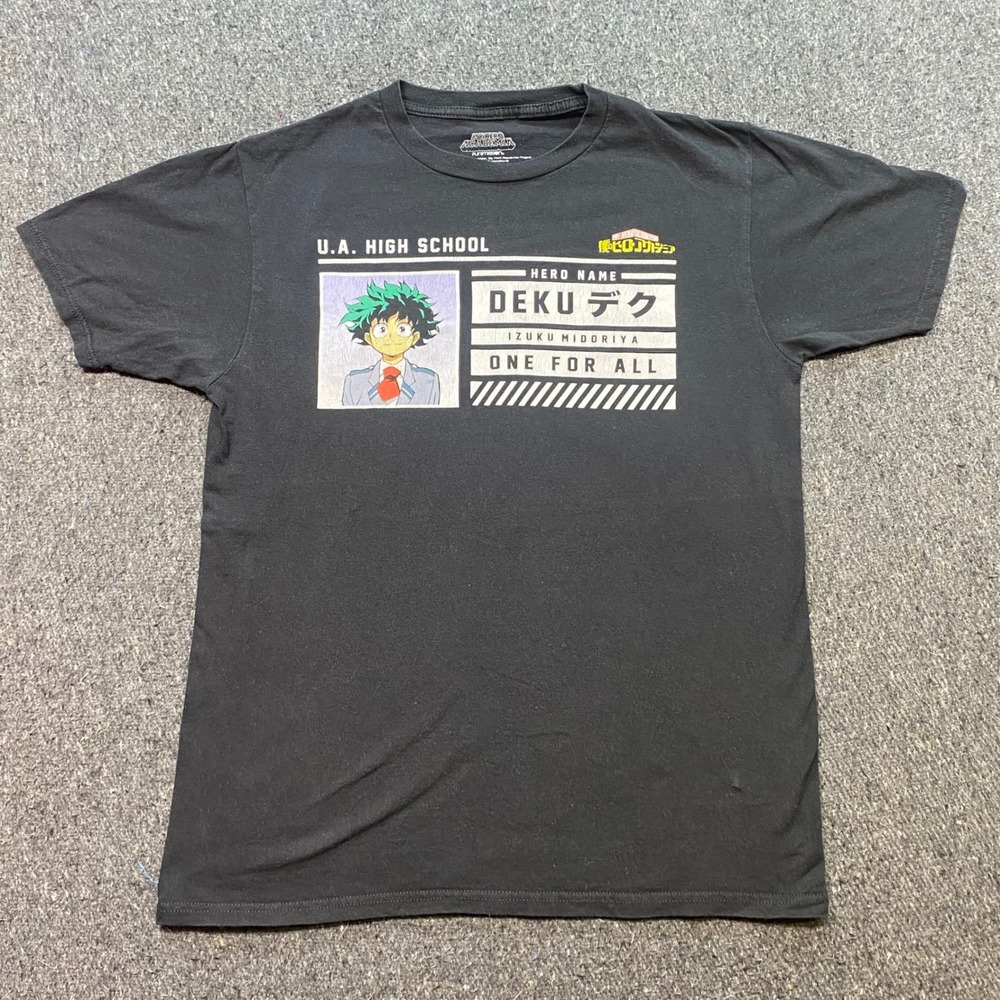 My Hero Academia Deku TShirt Sz M Black Anime Graphic Tee Izuku Midoriya UA High